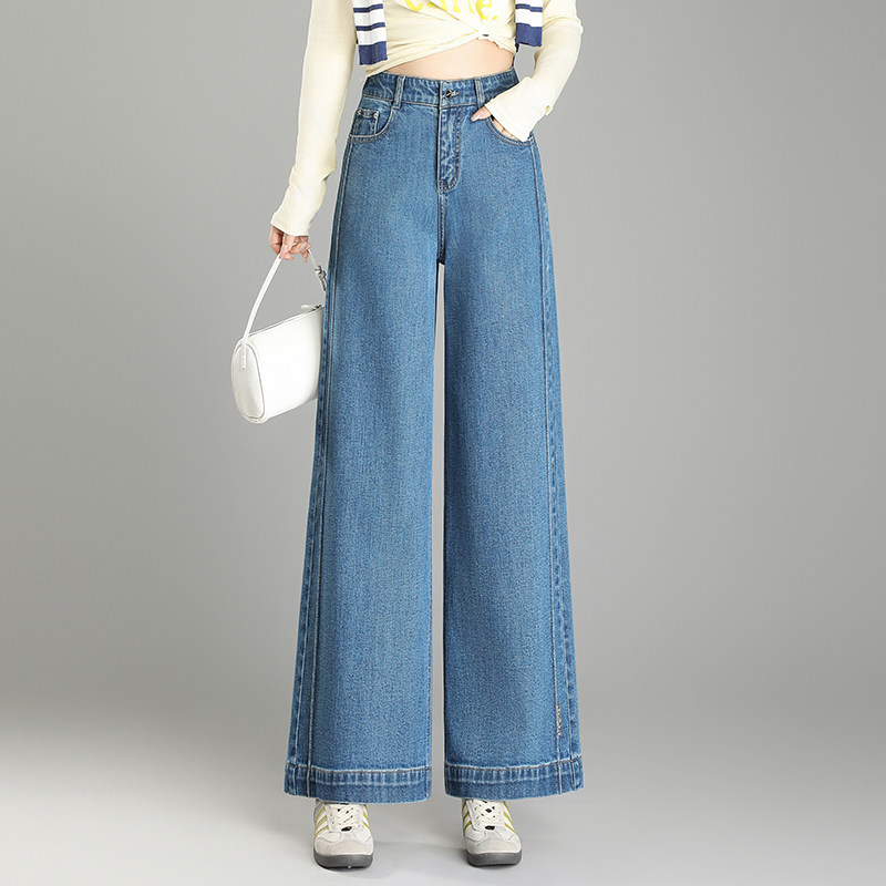 小个子百搭阔腿牛仔裤女春季2026新款高腰宽松垂感直筒休闲九分裤