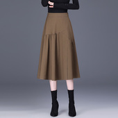 休闲裙 显瘦半身裙女春秋新款 高腰中长裙时尚 气质A字摆裙韩版