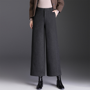 时尚羊毛呢九分直筒裤女秋冬2025新款显瘦小个子通勤百搭休闲裤子