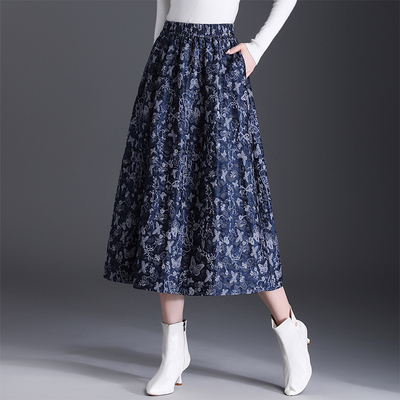 时尚花色灯笼裙半身裙女秋冬