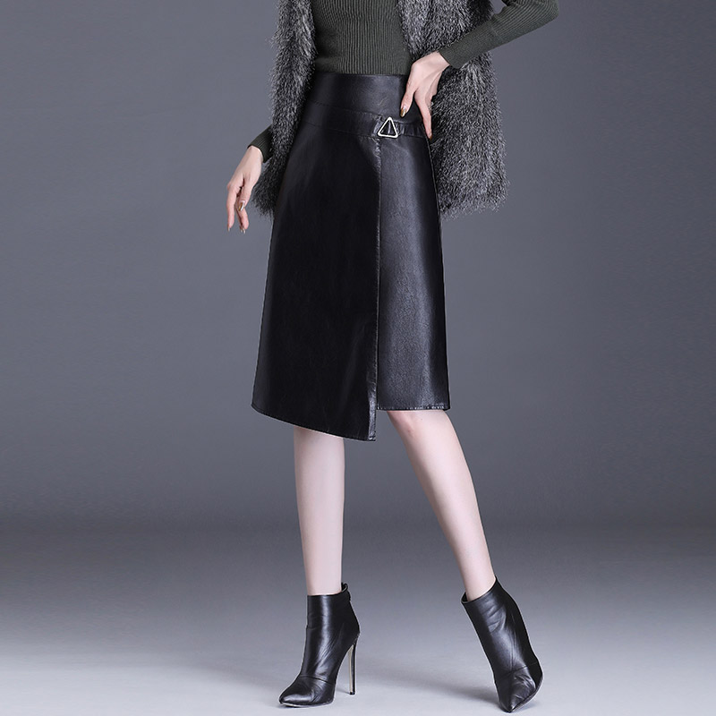 不规则a字pu皮裙半身裙中长款