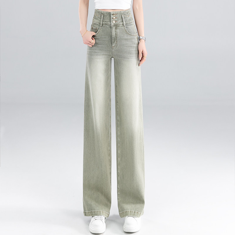 高腰阔腿牛仔裤女2026春夏新款宽松显瘦百搭直筒长裤休闲牛仔风