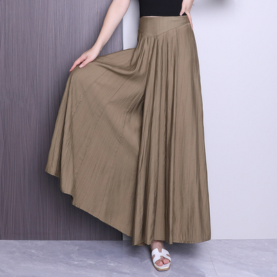 时尚大摆裙裤女夏季薄款2025新款高腰九分裤显瘦阔腿裤时尚女裤子