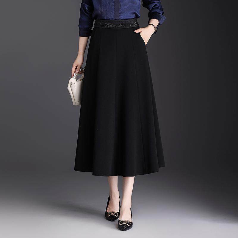 黑色八片裙高腰显瘦半身裙女2025秋季新款气质垂感西装A字中长裙