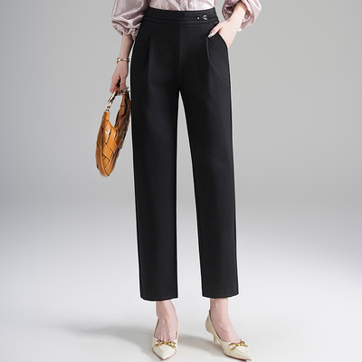 黑色垂感直筒西装裤女2025秋季