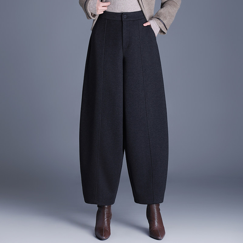 时尚宽松阔腿弯刀裤女秋冬2025新款高腰遮肉显瘦休闲灯笼裤小个子