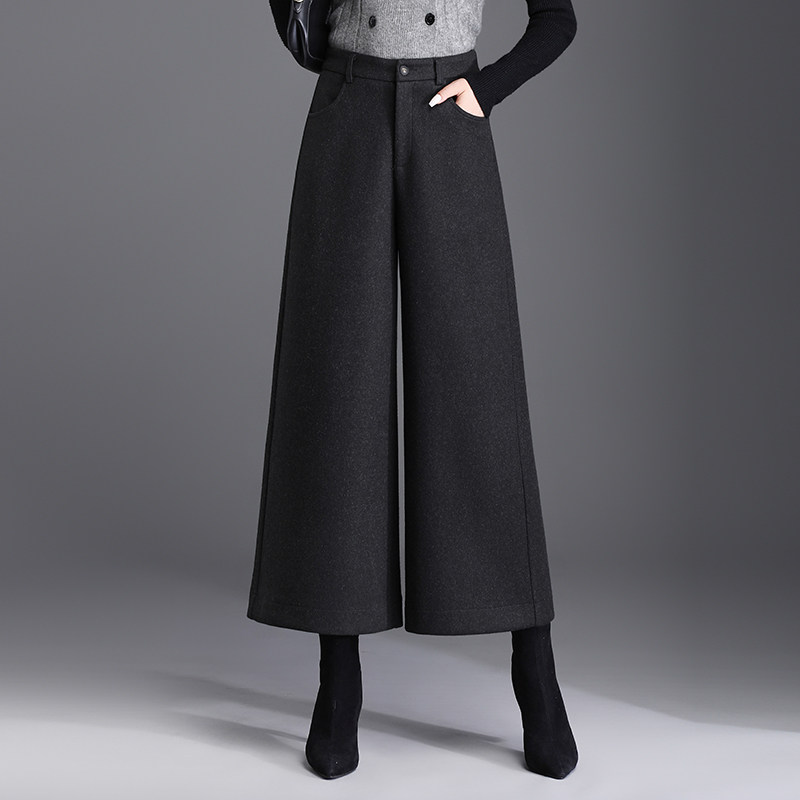 气质毛呢九分裤阔腿裤女2025秋冬新款高腰遮胯显瘦通勤百搭休闲裤