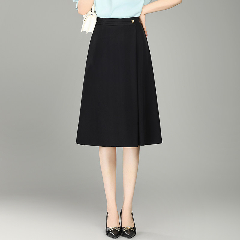 黑色A字半身裙女春季2026新款高腰显瘦百搭小个子中长通勤西装裙