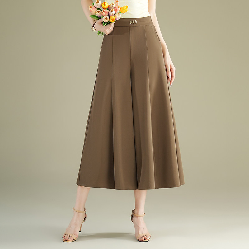 高腰阔腿裤女2026夏季薄款宽松垂感八分裤小个子显瘦百搭休闲裤