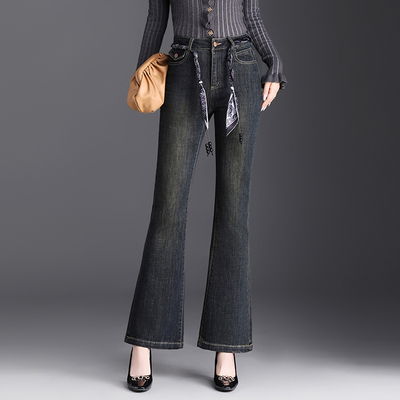 复古做旧洗水牛仔喇叭裤休闲长裤