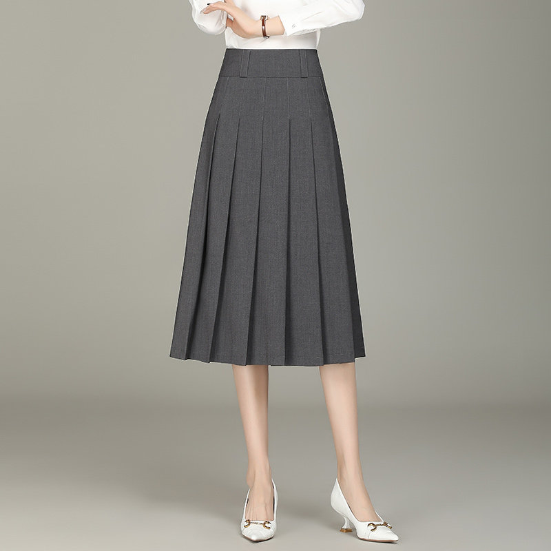 西装百褶裙女春秋2025新款中长半身裙显瘦通勤时尚a字裙休闲裙子