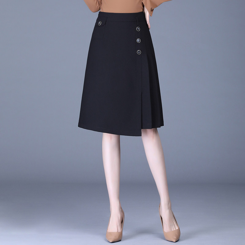 不规则包臀半身裙女中长款西装裙2025春秋新款百褶设计感职业裙子