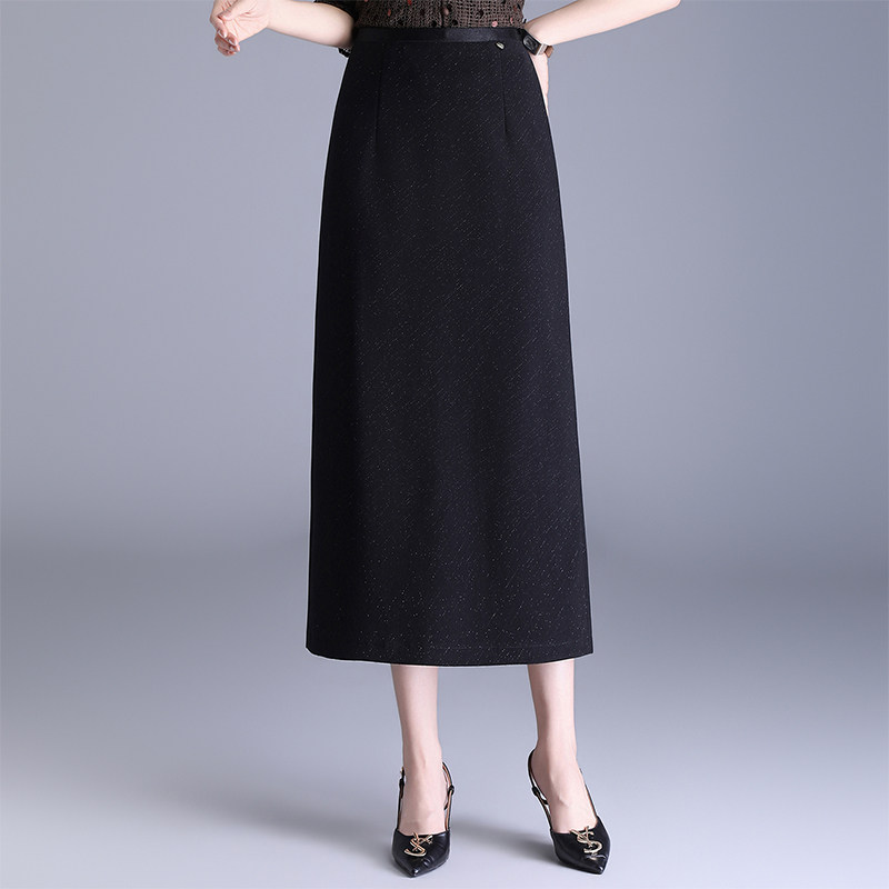 黑色亮丝包臀半身裙女春季2026新款高腰显瘦中长款直筒裙子一步裙