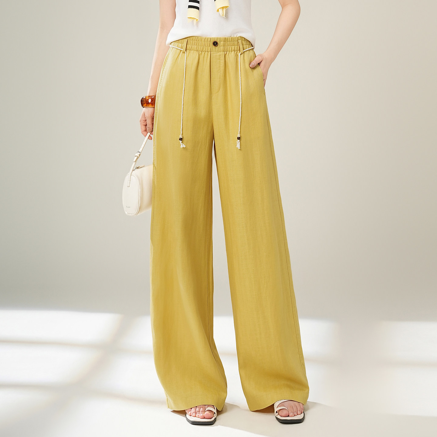 慵懒风高腰系带阔腿裤女2026春夏新款宽松显瘦百搭休闲长裤垂感好