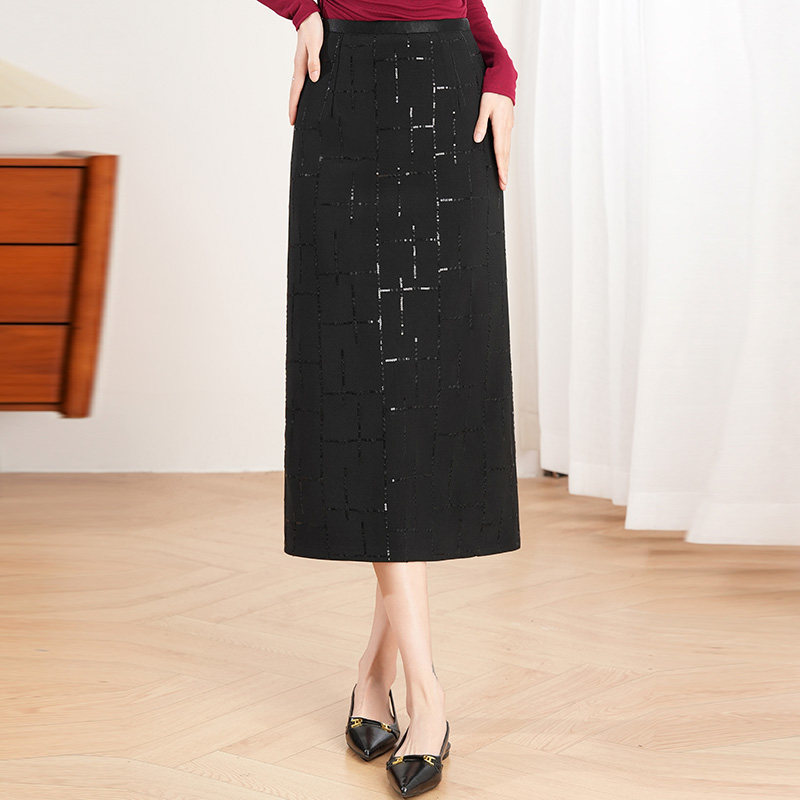 气质亮片直筒半身裙女2026新款早春高级感修身中长款包臀裙一步裙