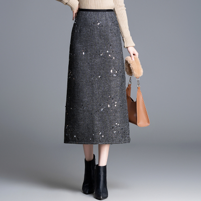 气质通勤亮片包臀半身裙中长裙
