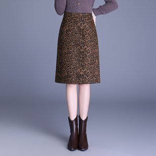 豹纹半身裙女秋冬2025新款高腰包臀裙中长款气质复古中裙一步裙子