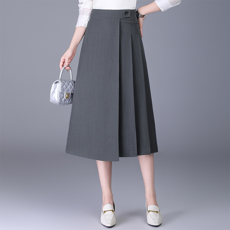 不规则西装裙百褶a字裙女春季2026新款高腰显瘦中长款通勤半身裙