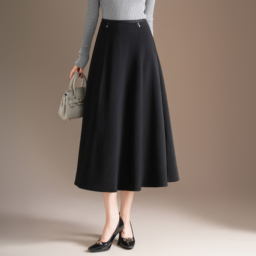 黑色通勤伞裙半身裙中长款a字裙