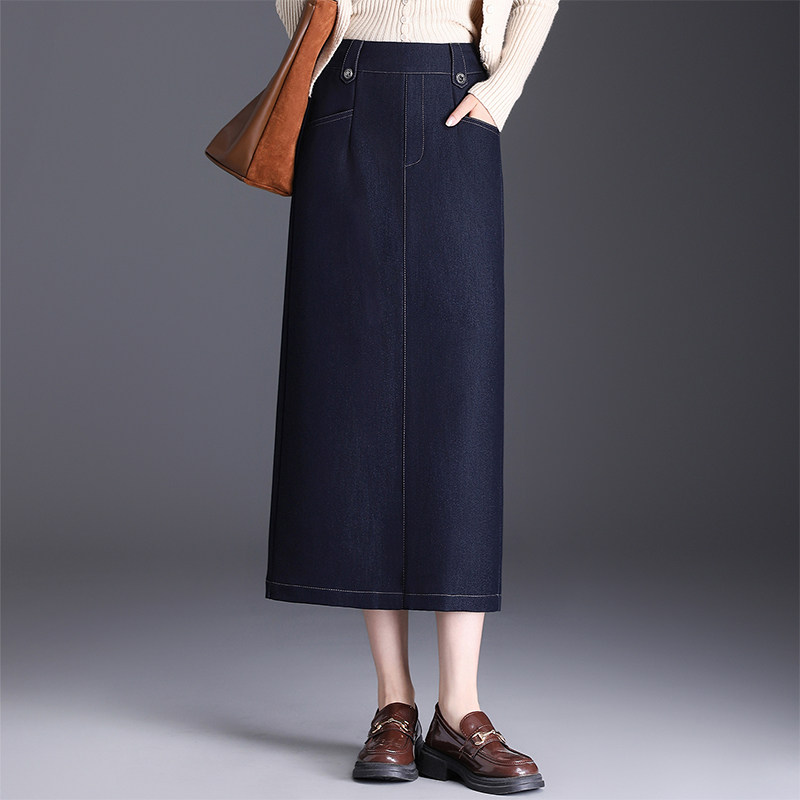 牛仔半身裙直筒裙女2025秋季新款高腰中长款时尚显瘦包臀裙一步裙