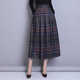 复古格子毛呢百褶长裙半身裙女秋冬裙新款 高腰显瘦遮胯a字裙