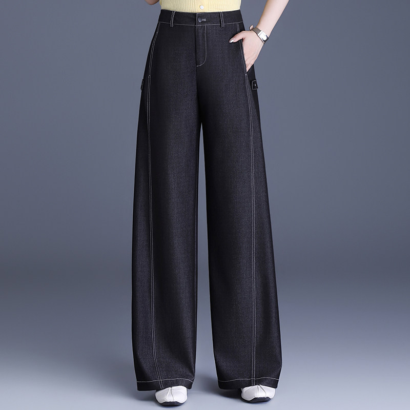 气质高腰阔腿牛仔裤女2026春夏新款宽松显瘦百搭直筒长裤垂坠感