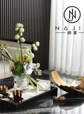 罗曼提海派中古风创意花艺饰品金属果盘摆件样板间客厅茶几售楼处