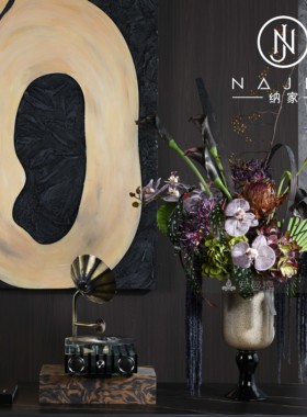 罗曼提海派中古风创意花艺饰品中古烛台摆件样板间玄关边柜售楼处