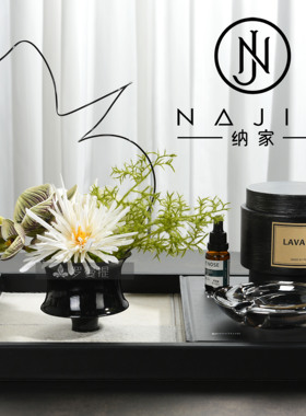 罗曼提海派中古风创意花艺饰品洞石香薰摆件样板间客厅茶几售楼处