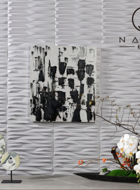 罗曼提 新中式花艺玄关边柜大理石玉璧饰品摆件 售楼处样板间软装