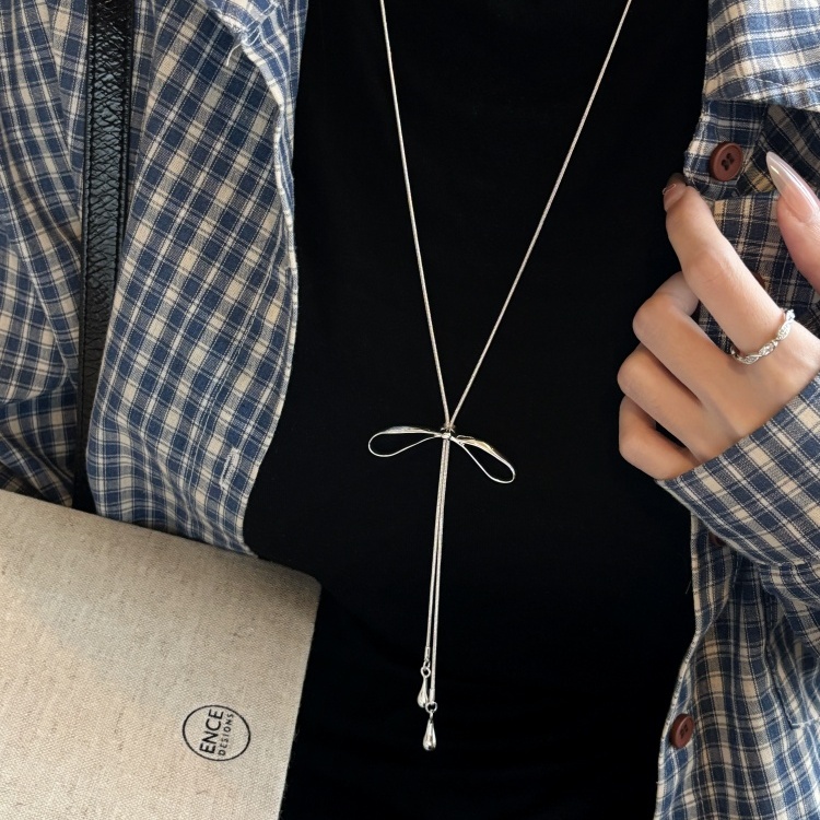 蝴蝶结吊坠抽拉项链女秋冬韩系