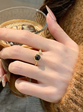 虎眼石开口戒指女复古美拉德轻奢小众独特指环女高级感时尚食指戒