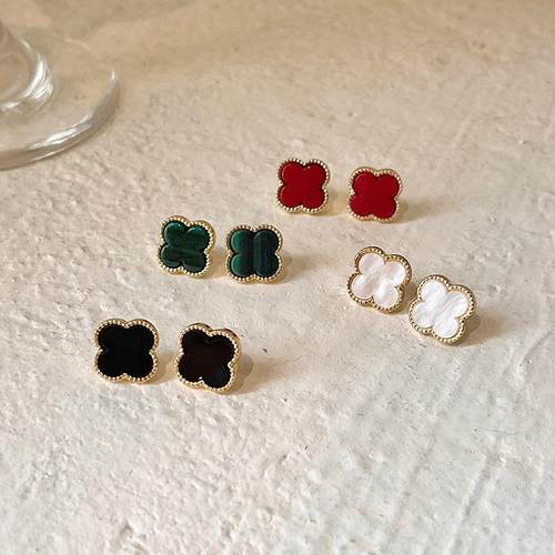 四叶草小香风纯银耳钉