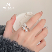 珍珠戒指女轻奢高级感小众设计气质名媛2024年新款 开口戒子指环女