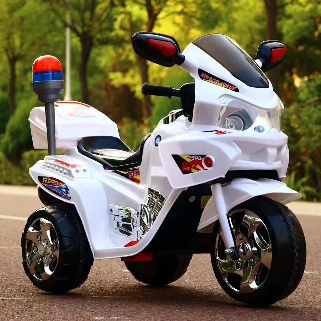 儿童电动摩托车三轮车大号警车可坐人男女宝宝电瓶车小孩玩具童车