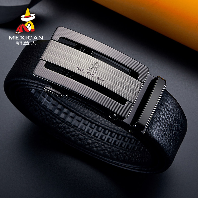 稻草人皮带男士真皮自动扣潮流正品高档头层牛皮腰带商务韩版裤带