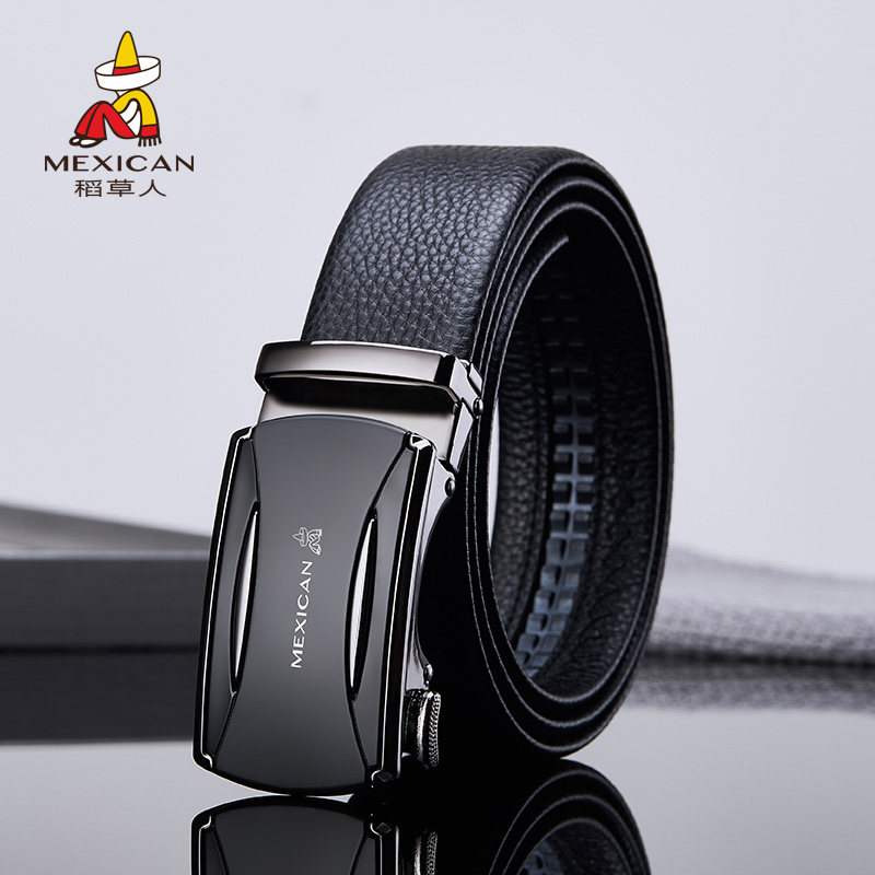 稻草人皮带男真皮腰带头层牛皮新款百搭裤带男士正品潮年轻人休闲