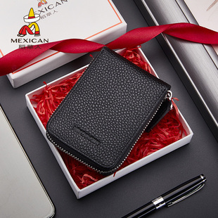 稻草人卡包男款驾驶证一体真皮头层牛皮大容量多卡位便携式零钱包