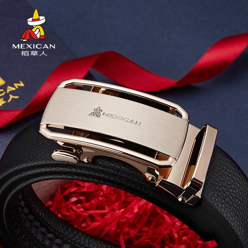 稻草人皮带男真皮自动扣裤带男头层纯牛皮2024新款高档商务潮正品