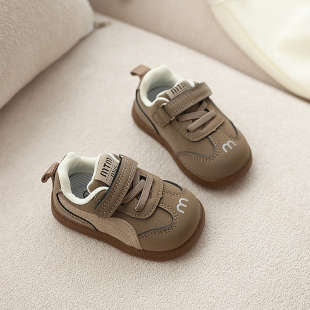 宝宝学步鞋春秋季新款男童0一1-3岁半防滑软底皮面女童婴幼儿鞋子