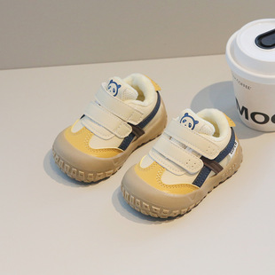 宝宝加绒棉鞋冬季男女童0-1—3岁婴幼儿学步鞋软底轻便皮面机能鞋