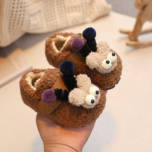 冬季女宝宝鞋子男童加绒棉拖鞋保暖卡通学步鞋防滑软底居家婴幼儿