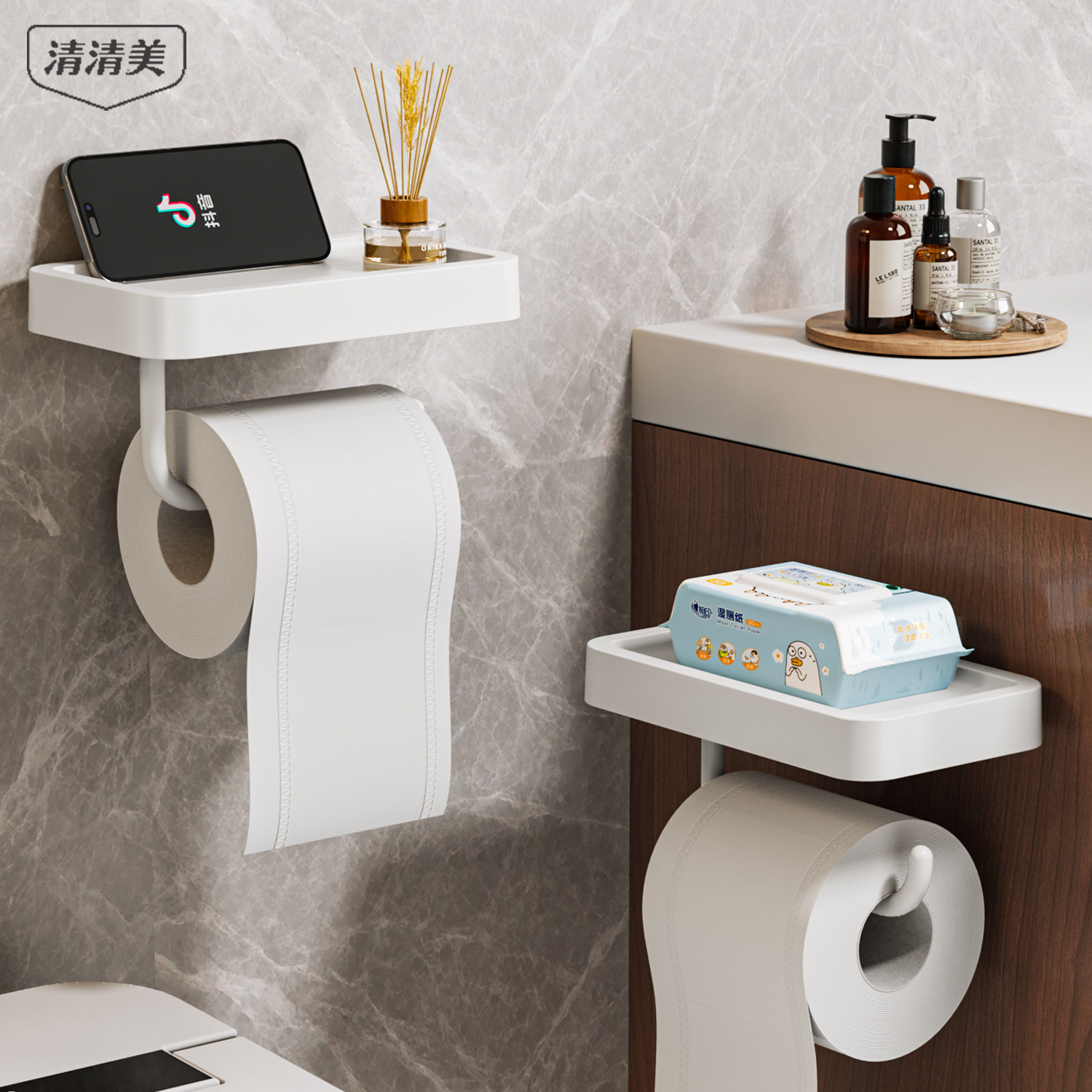 卫生间厕纸盒厕所纸巾盒抽纸盒卫生纸置物架卷纸防水壁挂式免打孔