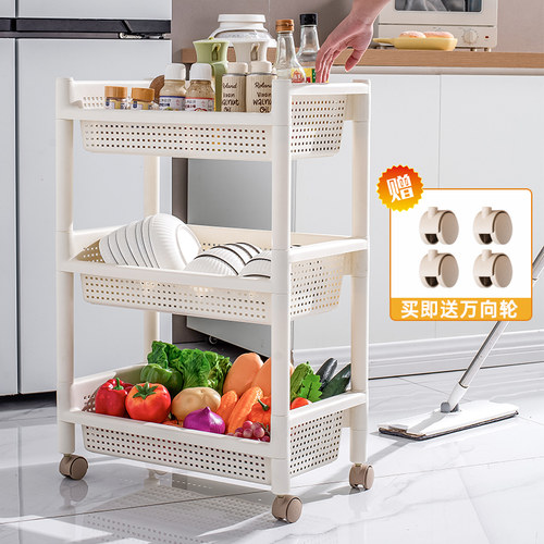清清美厨房置物架移动多层推车
