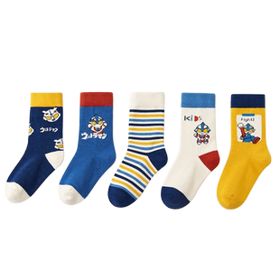 「秋冬款」儿童无骨袜子冬天纯棉A类中筒男童宝宝厚抗菌奥特曼