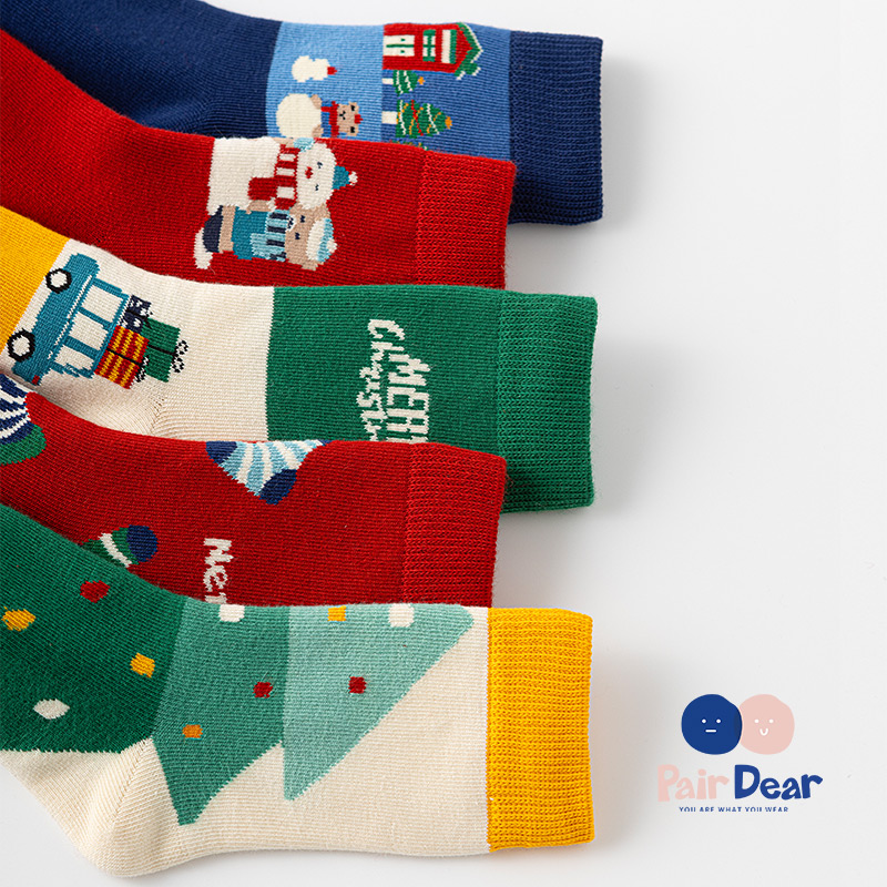 圣诞限定儿童袜子秋冬中筒宝宝袜