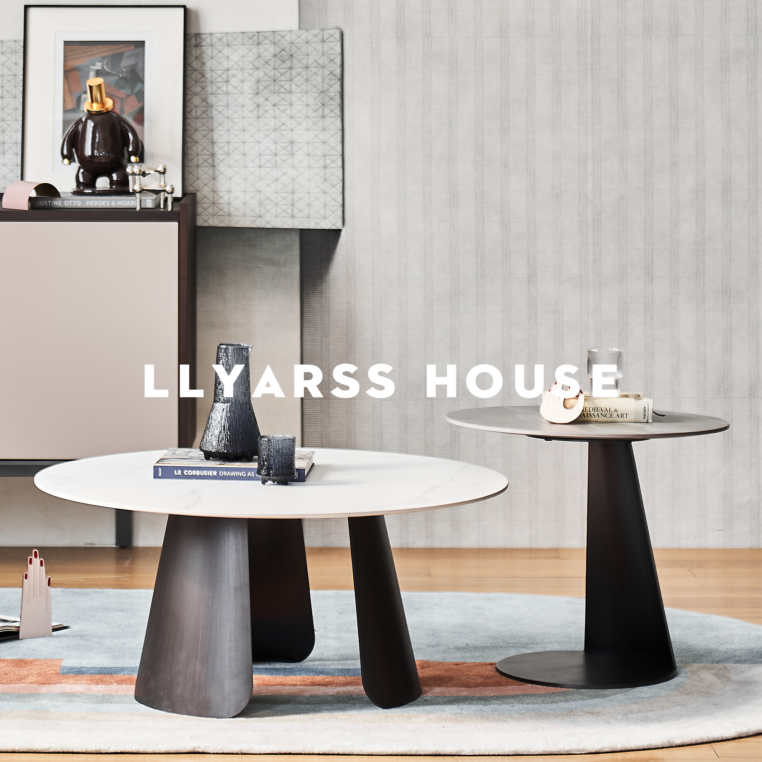 利亚斯组合圆形轻奢风沙发茶几