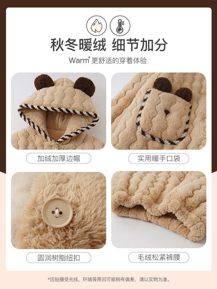 AUTUMN AND WINTER DAYS THREE-LAYER PADDED PAJAMAS LADIES 2024 NEW FLEECE PADDED CORAL VELVET PAJAMAS LOUNGEWEAR BATHROBES