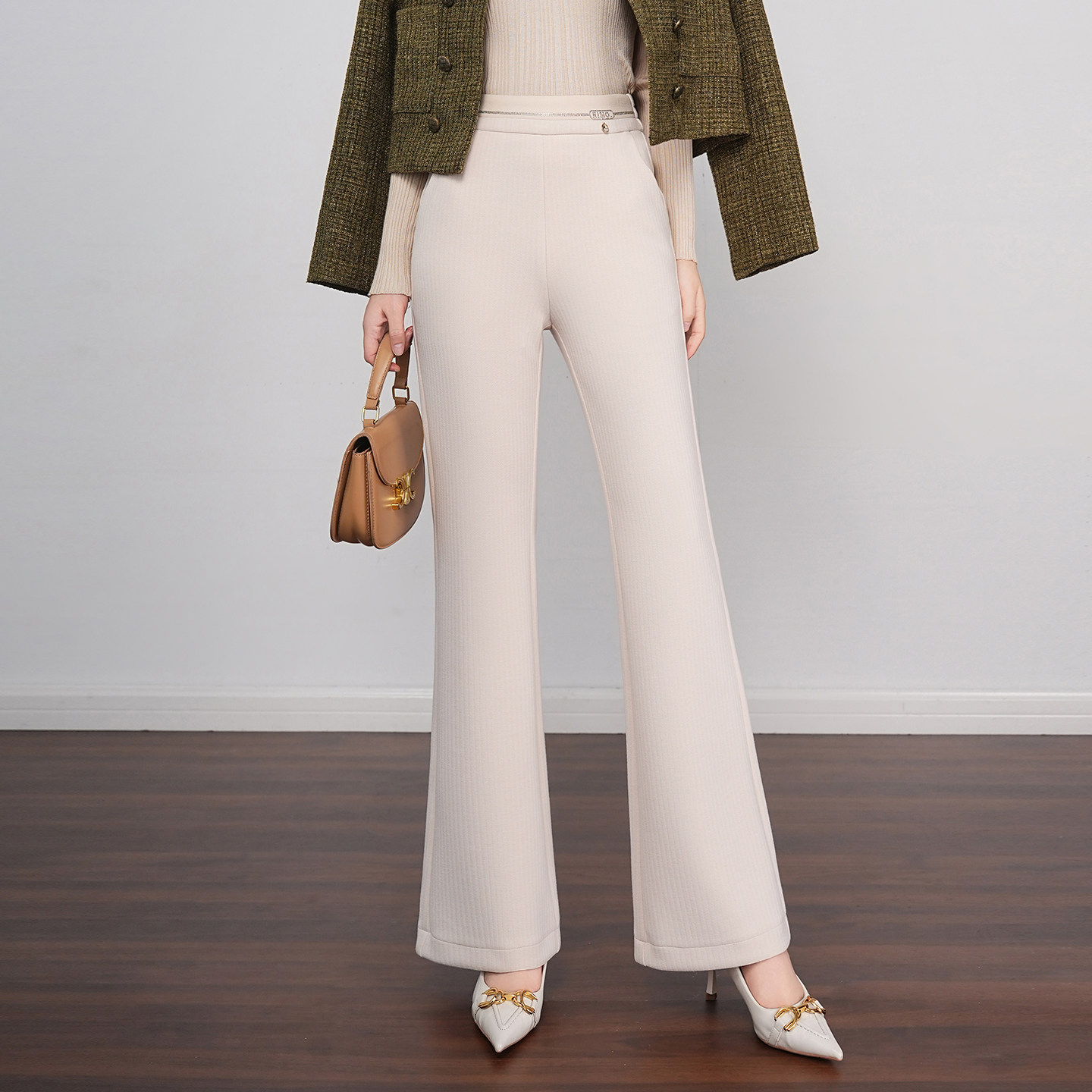 高腰显瘦直筒阔腿裤中年妈妈宽松百搭喇叭裤女气质时髦洋气直筒裤