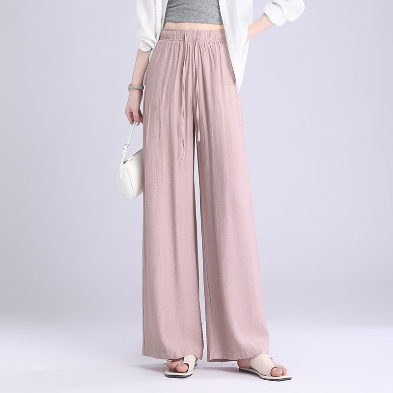 高腰显瘦垂感阔腿裤天丝麻透气夏季薄款长裤女慵懒风山本裤休闲裤